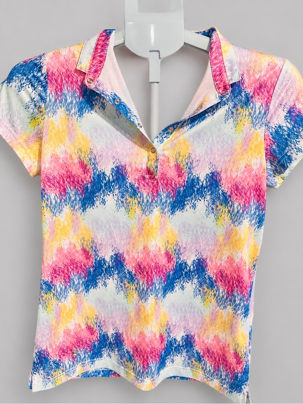 Daily Sports Pink Blue Multi Short Sleeve Polo Top